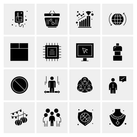 16 Universal Business Icons Vector. Creative Icon Illustration to use in web and Mobile Related project.のイラスト素材