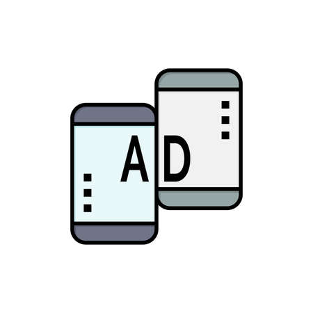 Advertising, Mobile, Mobile Advertising, Marketing  Flat Color Icon. Vector icon banner Templateのイラスト素材