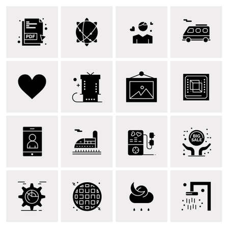 16 Universal Business Icons Vector. Creative Icon Illustration to use in web and Mobile Related project.のイラスト素材