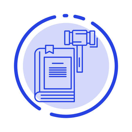 Law, Action, Auction, Court, Gavel, Hammer, Legal Blue Dotted Line Line Iconのイラスト素材