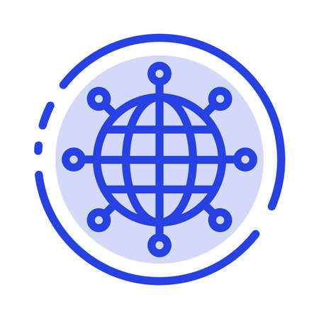 Business, Connections, Global, Modern Blue Dotted Line Line Iconのイラスト素材