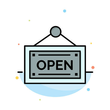 Open, Shop, Board Abstract Flat Color Icon Templateのイラスト素材