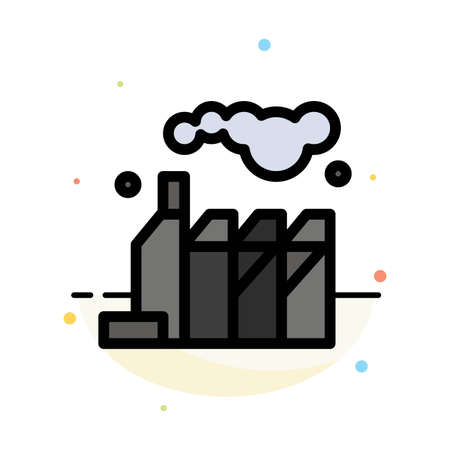 Energy, Pollution, Factory Abstract Flat Color Icon Templateのイラスト素材