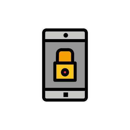 Application, Lock, Lock Application, Mobile, Mobile Application  Flat Color Icon. Vector icon banner Templateのイラスト素材