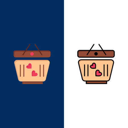 Cart, Love, Heart, Wedding  Icons. Flat and Line Filled Icon Set Vector Blue Backgroundのイラスト素材