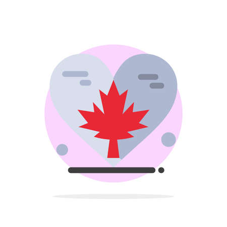 Heart, Love, Autumn, Canada, Leaf Abstract Circle Background Flat color Iconのイラスト素材
