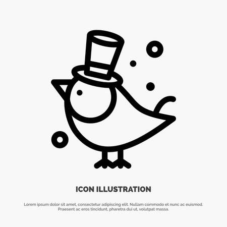 Bird, Fly, Pet, Sparrow Line Icon Vectorのイラスト素材