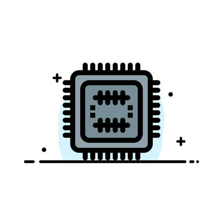 System, Tech, Technology, Cpu  Business Flat Line Filled Icon Vector Banner Templateのイラスト素材