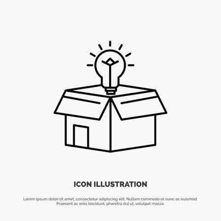 Box, Business, Idea, Solution, Bulb Line Icon Vectorのイラスト素材