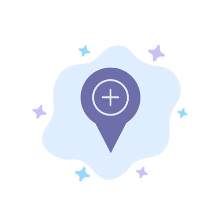 Location, Map, Navigation, Pin, Plus Blue Icon on Abstract Cloud Backgroundのイラスト素材