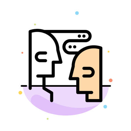 Brain, Communication, Human, Interaction Abstract Flat Color Icon Templateのイラスト素材