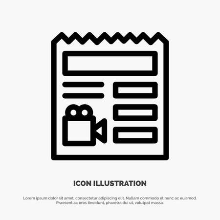 Document, Basic, Video, Camera Line Icon Vectorのイラスト素材