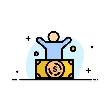 Billionaire, Man, Millionaire, Person, Rich  Business Flat Line Filled Icon Vector Banner Templateのイラスト素材