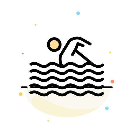 Activity, Sport, Swim, Swimming, Water Abstract Flat Color Icon Templateのイラスト素材