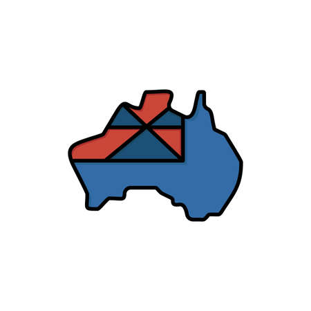 Australia, Map, Country, Flag  Flat Color Icon. Vector icon banner Templateのイラスト素材
