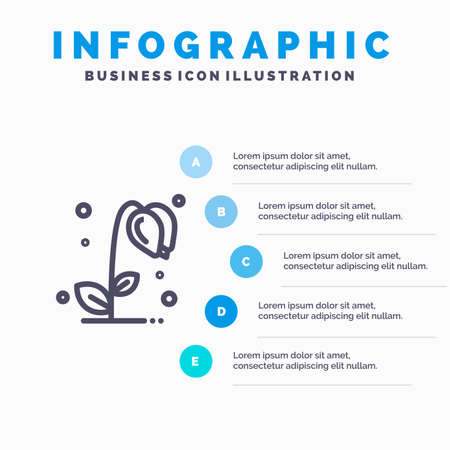 Sunflower, Floral, Nature, Spring Line icon with 5 steps presentation infographics Backgroundのイラスト素材