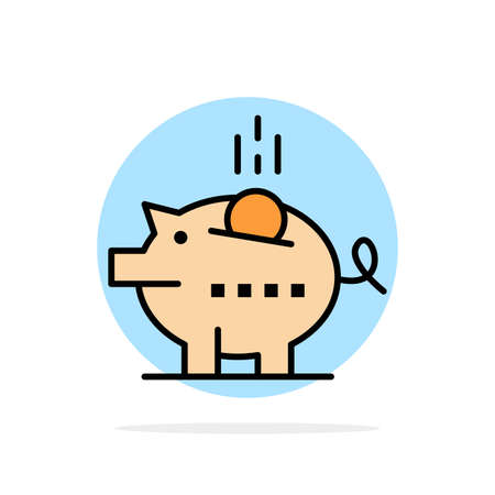 Piggybank, Economy, Piggy, Safe, Savings Abstract Circle Background Flat color Iconのイラスト素材