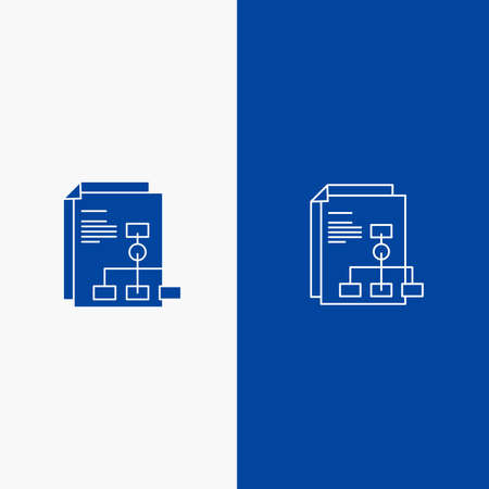 Presentation, Graph, Invoice, Report Line and Glyph Solid icon Blue banner Line and Glyph Solid icon Blue bannerのイラスト素材