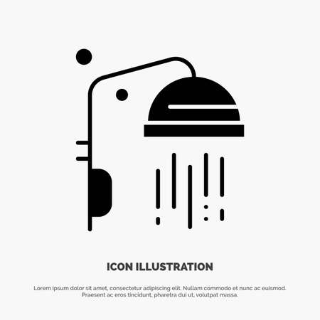 Bathroom, Clean, Shower solid Glyph Icon vectorのイラスト素材
