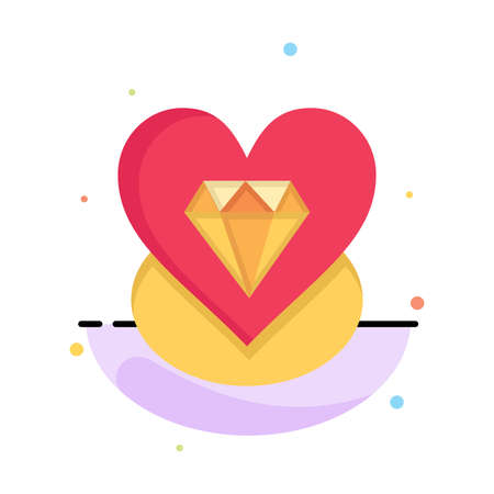 Diamond, Love, Heart, Wedding Abstract Flat Color Icon Templateのイラスト素材