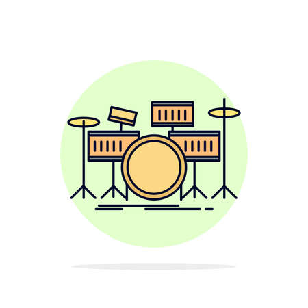 drum, drums, instrument, kit, musical Flat Color Icon Vectorのイラスト素材