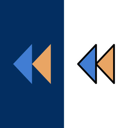 Control, Media, Rewind, Video  Icons. Flat and Line Filled Icon Set Vector Blue Backgroundのイラスト素材