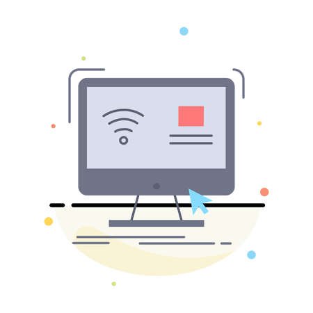 Control, computer, monitor, remote, smart Flat Color Icon Vectorのイラスト素材