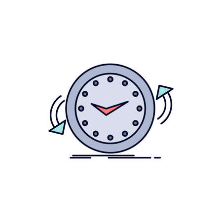 Backup, clock, clockwise, counter, time Flat Color Icon Vector