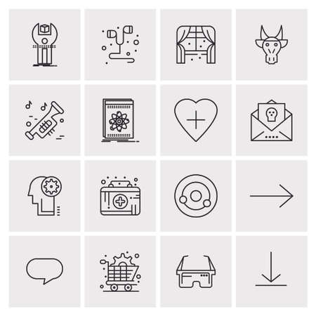 16 Universal Business Icons Vector. Creative Icon Illustration to use in web and Mobile Related project.のイラスト素材