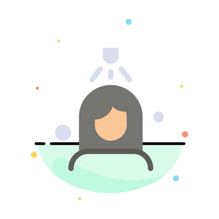 Woman, Shower, Wash, Cleaning Abstract Flat Color Icon Templateのイラスト素材