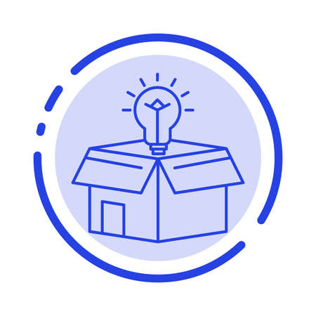 Box, Business, Idea, Solution, Bulb Blue Dotted Line Line Iconのイラスト素材