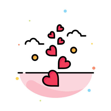 Hearts, Love, Loving, Wedding Abstract Flat Color Icon Templateのイラスト素材