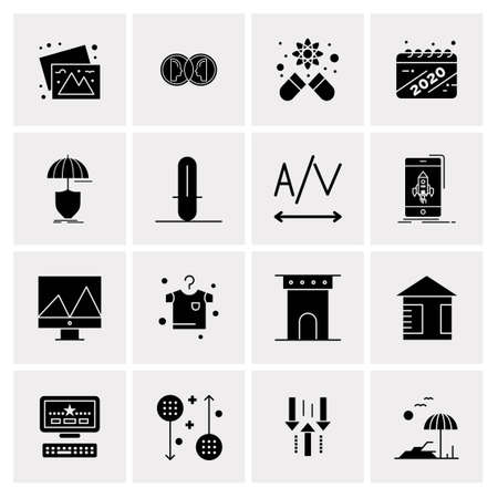 16 Universal Business Icons Vector. Creative Icon Illustration to use in web and Mobile Related project.のイラスト素材
