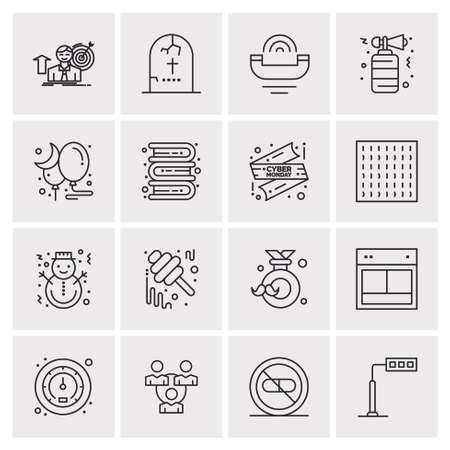 16 Universal Business Icons Vector. Creative Icon Illustration to use in web and Mobile Related project.のイラスト素材