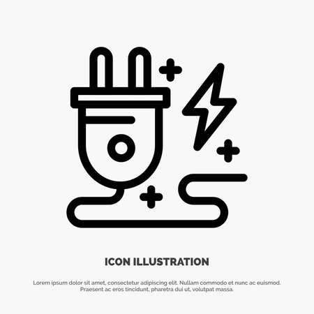 Energy, Plug, Power, Nature Line Icon Vectorのイラスト素材