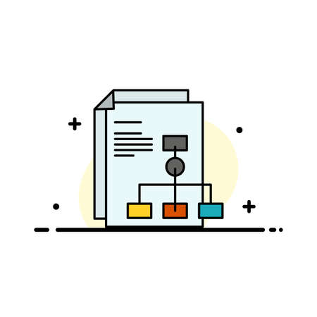 Presentation, Graph, Invoice, Report  Business Flat Line Filled Icon Vector Banner Templateのイラスト素材