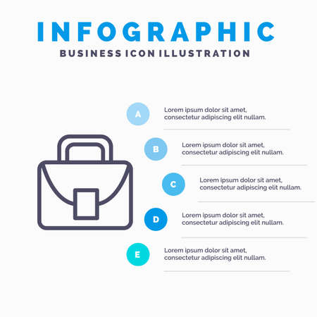 Bag, Worker, Logistic, Global Line icon with 5 steps presentation infographics Backgroundのイラスト素材