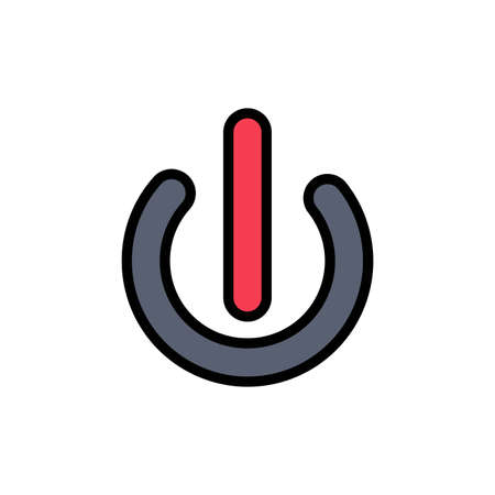 Button, Off, On, Power  Flat Color Icon. Vector icon banner Templateのイラスト素材