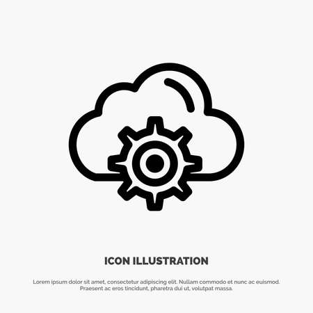 Cloud, Setting, Gear, Computing Vector Line Iconのイラスト素材