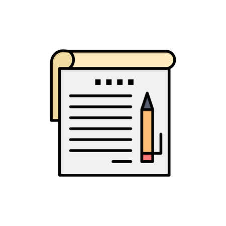 Student, Notes, Note, Education  Flat Color Icon. Vector icon banner Templateのイラスト素材