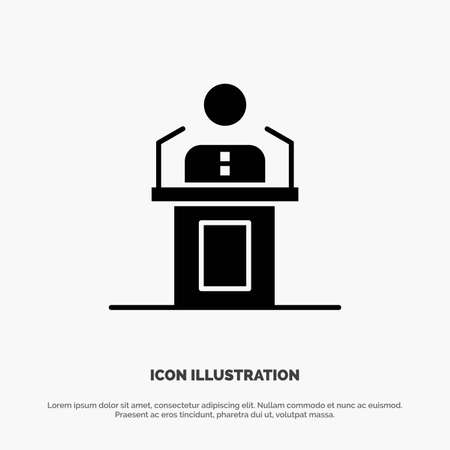 Speaker, Person, Presentation, Professional, Public, Seminar, Speech solid Glyph Icon vectorのイラスト素材