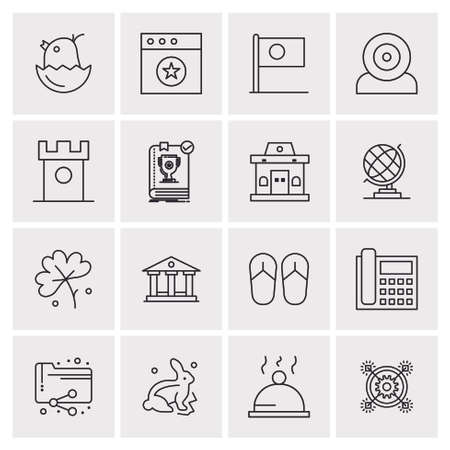 16 Universal Business Icons Vector. Creative Icon Illustration to use in web and Mobile Related project.のイラスト素材