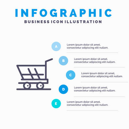 Cart, Trolley, Shopping, Buy Line icon with 5 steps presentation infographics Backgroundのイラスト素材