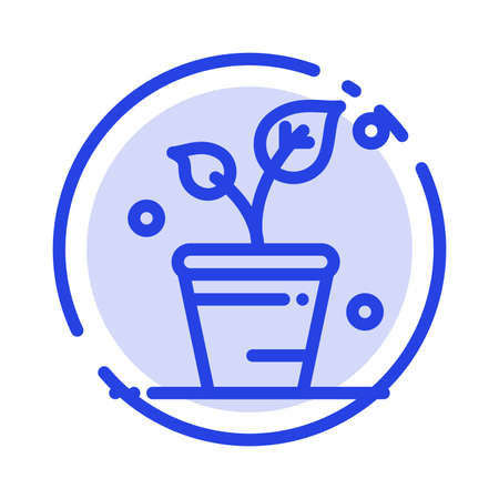 Leaf, Ecology, Spring, Nature Blue Dotted Line Line Iconのイラスト素材