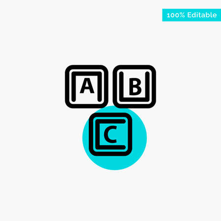 Abc, Blocks, Basic, Alphabet, Knowledge turquoise highlight circle point Vector iconのイラスト素材
