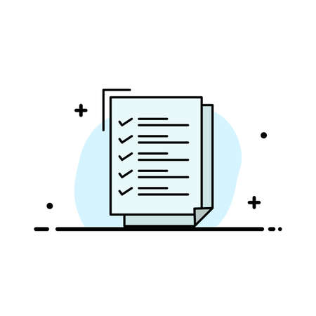 Checklist, To Do List, Work Task, Notepad  Business Flat Line Filled Icon Vector Banner Templateのイラスト素材