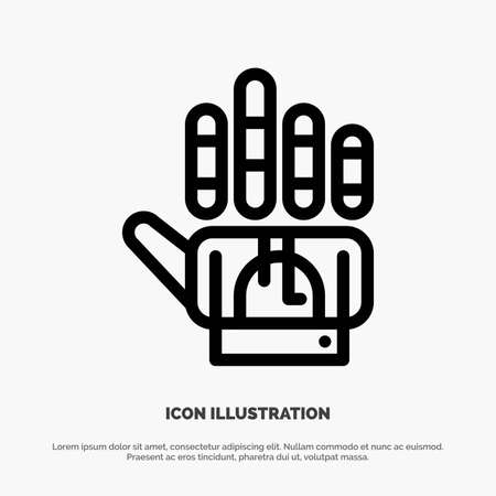 Tracking, Glove, Hand, Technology Line Icon Vectorのイラスト素材
