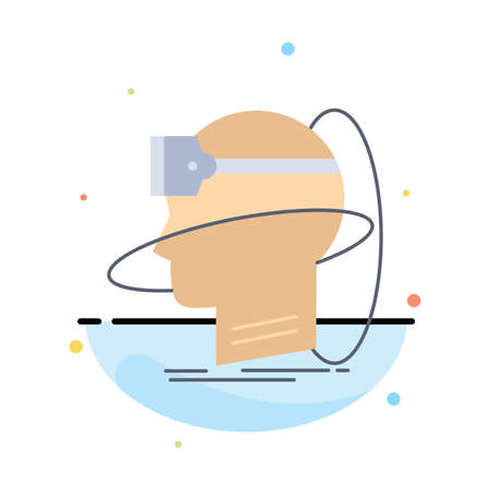 human, man, reality, user, virtual, vr Flat Color Icon Vectorのイラスト素材