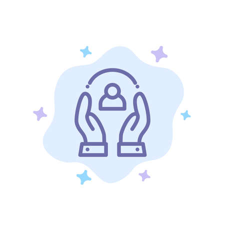Care, Caring, Human, People, Protection Blue Icon on Abstract Cloud Backgroundのイラスト素材