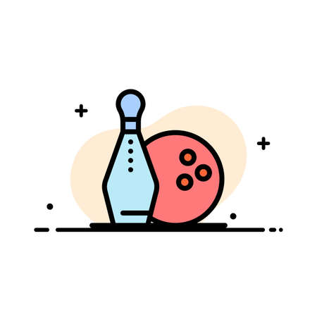 Activity, Bowling, Bowls, Keg ling  Business Flat Line Filled Icon Vector Banner Templateのイラスト素材